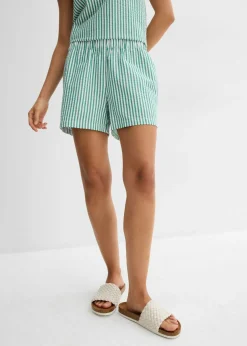 Pantalón corto a rayas de algodón puro