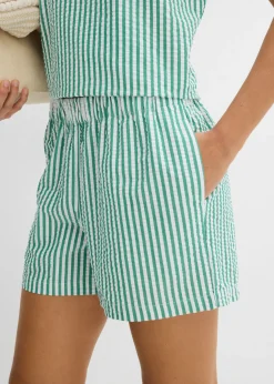 Pantalón corto a rayas de algodón puro