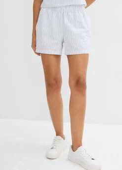 Pantalón corto a rayas de algodón puro