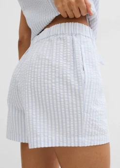 Pantalón corto a rayas de algodón puro
