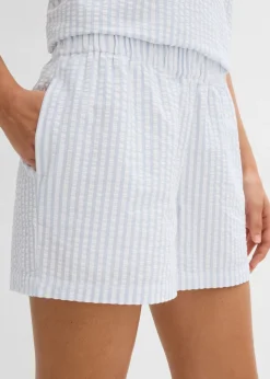 Pantalón corto a rayas de algodón puro