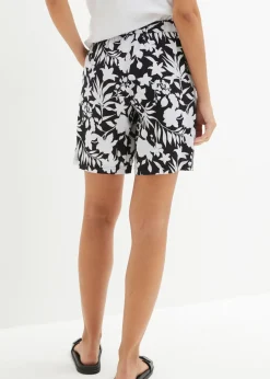 Pantalón corto ancho de viscosa con cómoda cinturilla alta