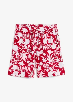 Pantalón corto ancho de viscosa con cómoda cinturilla alta