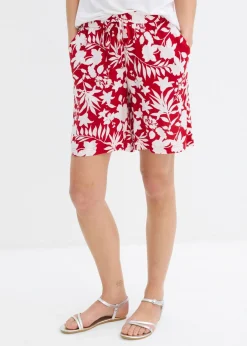 Pantalón corto ancho de viscosa con cómoda cinturilla alta