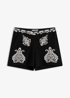 Pantalón corto con bordado de mezcla de viscosa suave