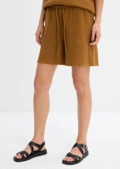 Pantalón corto de algodón puro con estructura