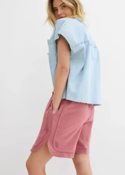 Pantalón corto de chándal de mezcla de algodón con corte ancho