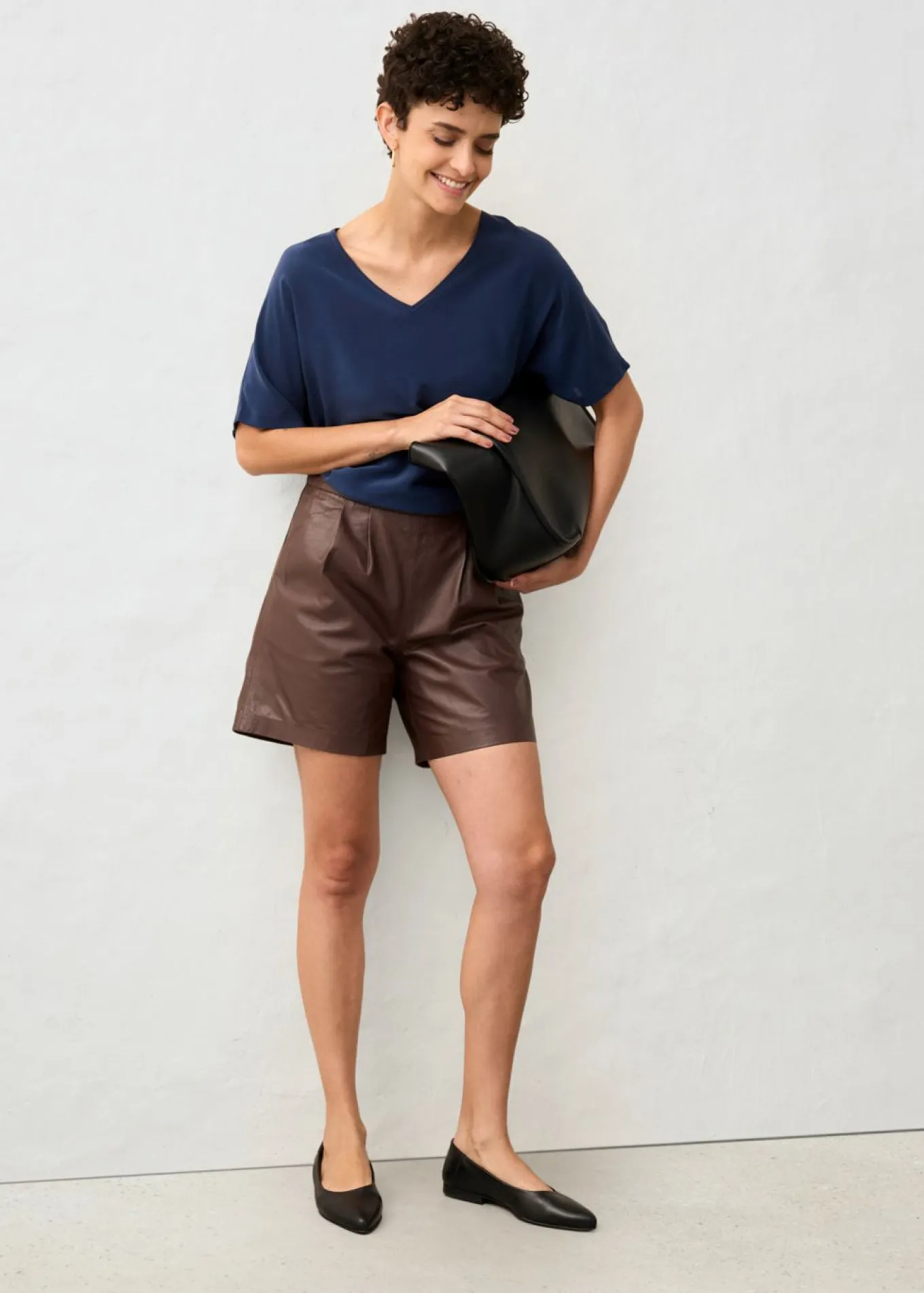 Pantalón corto de napa de cordero