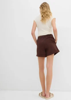 Pantalón corto de sarga con talle alto