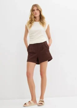 Pantalón corto de sarga con talle alto