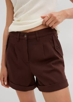 Pantalón corto de sarga con talle alto