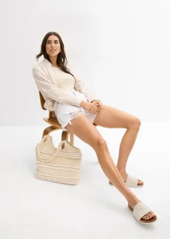 Pantalón corto de sarga con talle alto