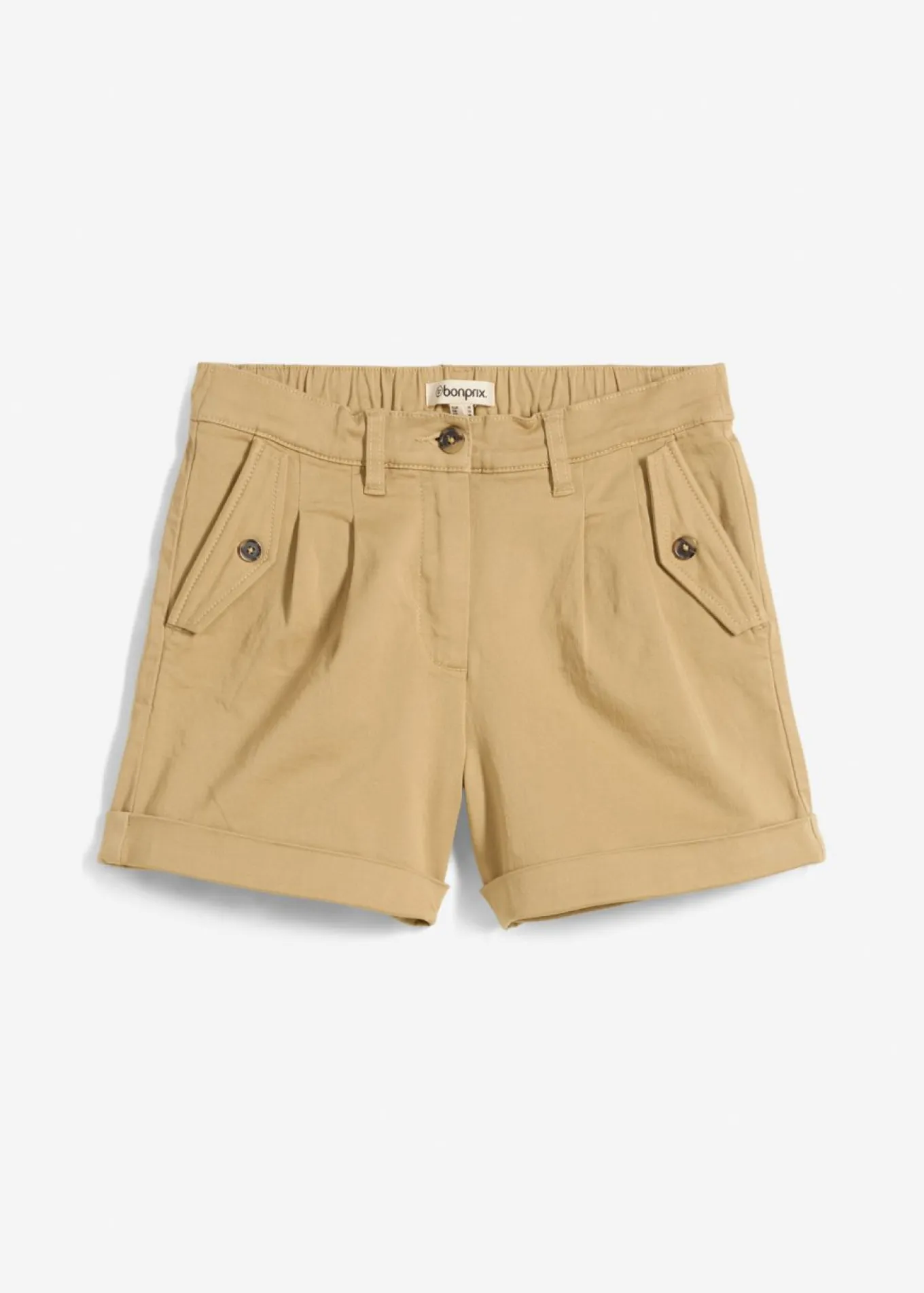 Pantalón corto de sarga con talle alto