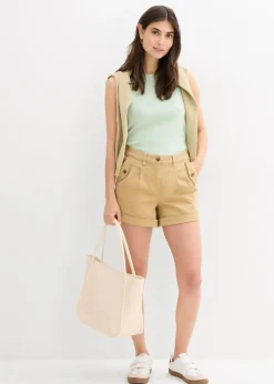 Pantalón corto de sarga con talle alto
