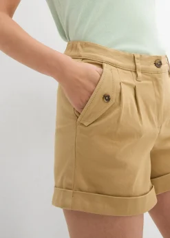 Pantalón corto de sarga con talle alto