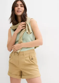 Pantalón corto de sarga con talle alto