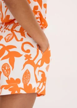 Pantalón corto estampado de viscosa fluida