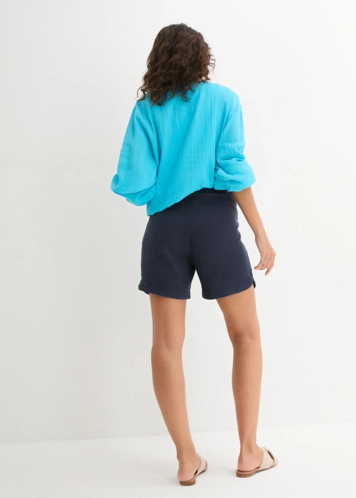 Pantalón corto premamá de muselina de algodón puro