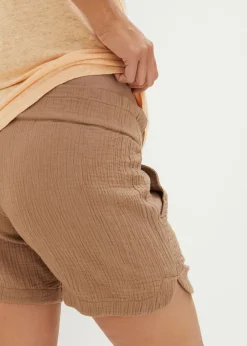 Pantalón corto premamá de muselina de algodón puro