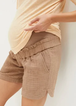 Pantalón corto premamá de muselina de algodón puro