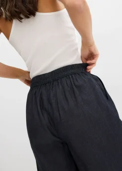 Pantalón corto sin cierre con mezcla de lino transpirable