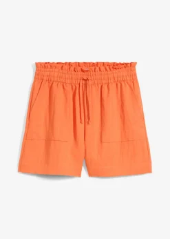 Pantalón corto tipo paperbag de mezcla de lyocell fluido