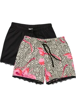 Pantalón corto (2 unidades) con encaje delicado