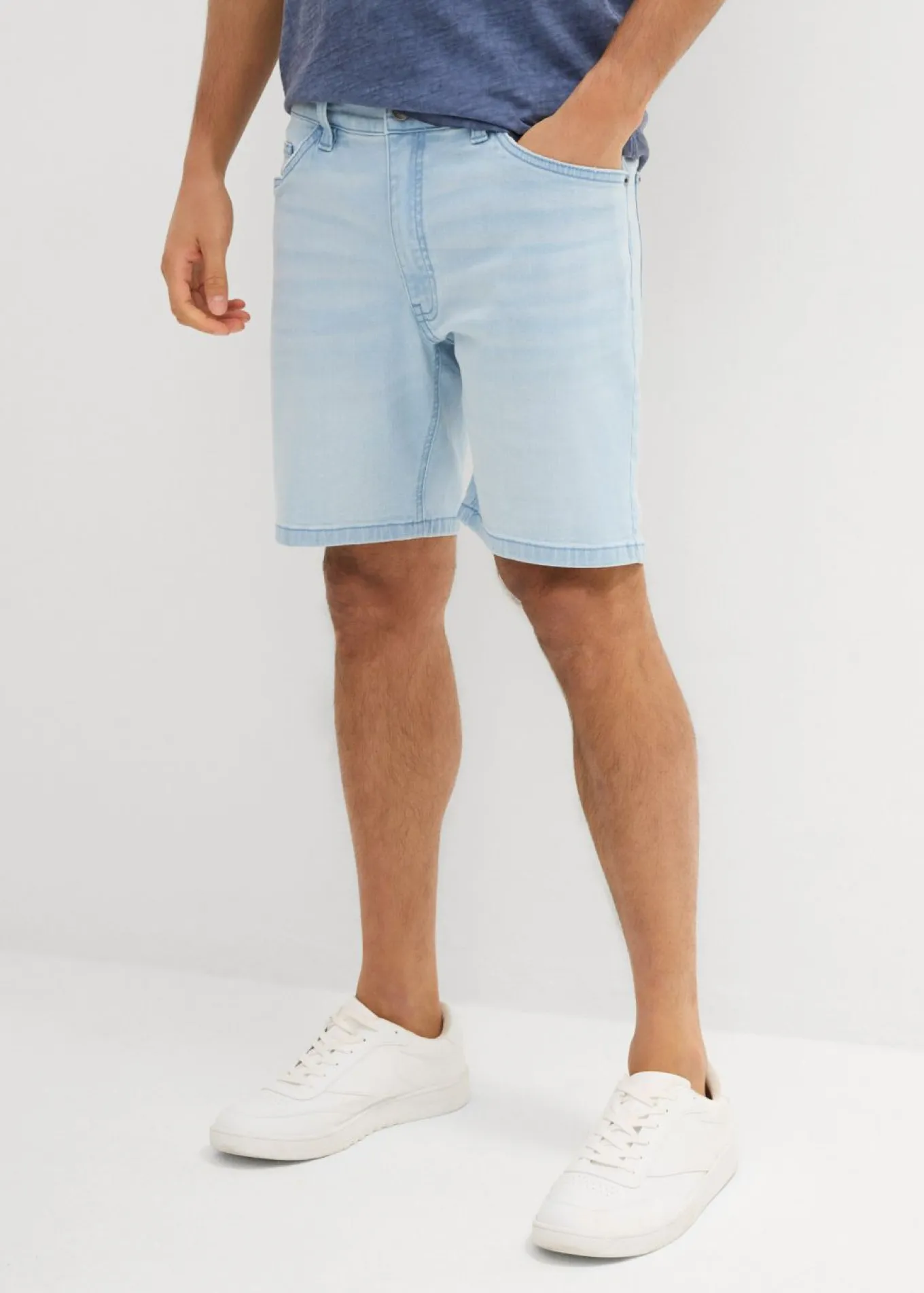 Pantalón corto vaquero elástico, loose fit, extra ancho
