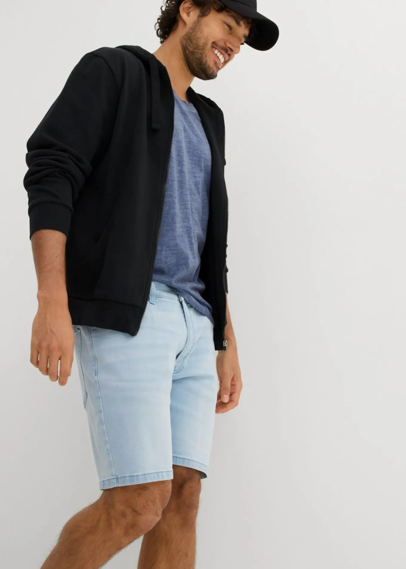 Pantalón corto vaquero elástico, loose fit, extra ancho