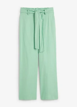 Pantalón culotte de mezcla de lino vaporosa
