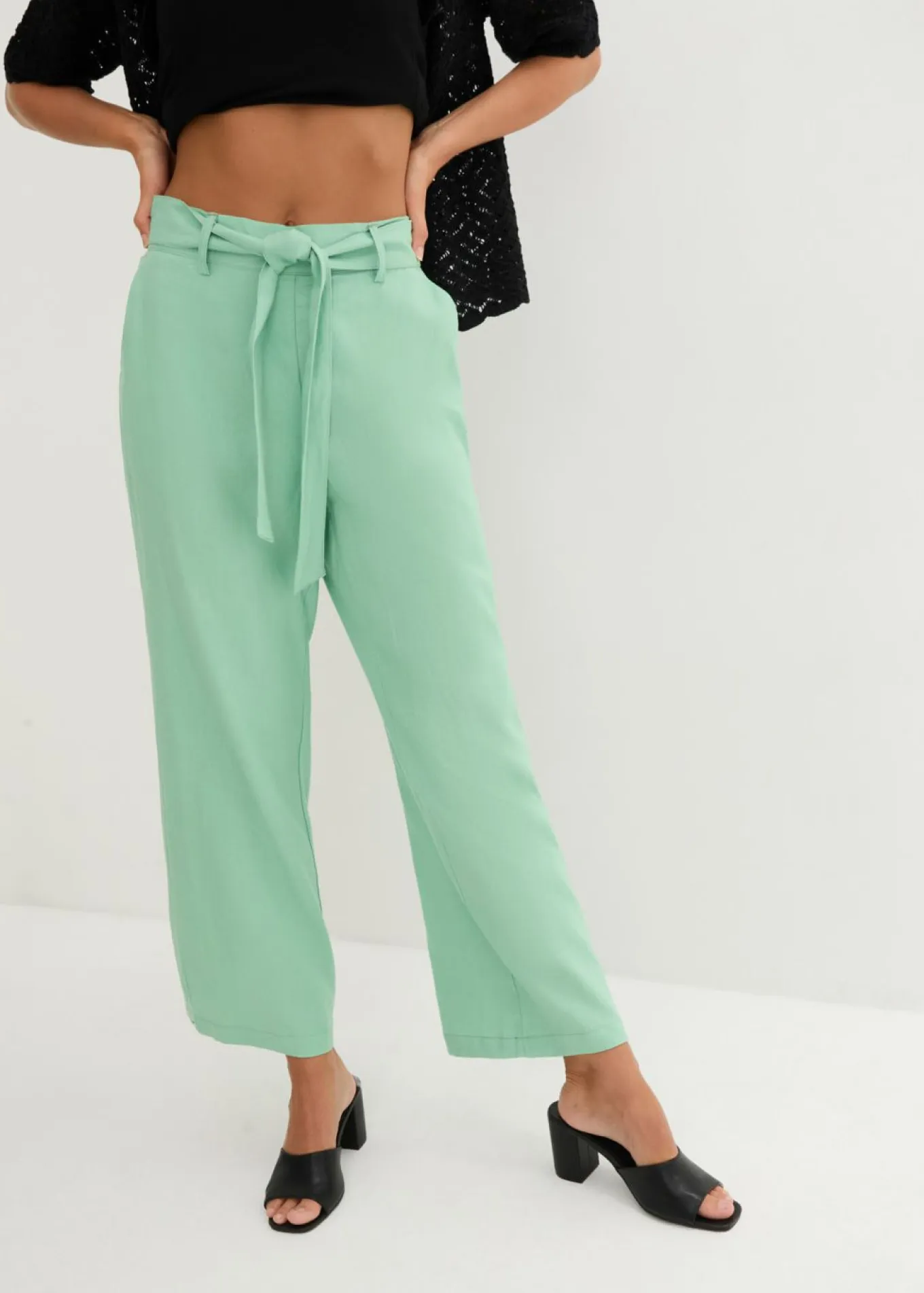 Pantalón culotte de mezcla de lino vaporosa