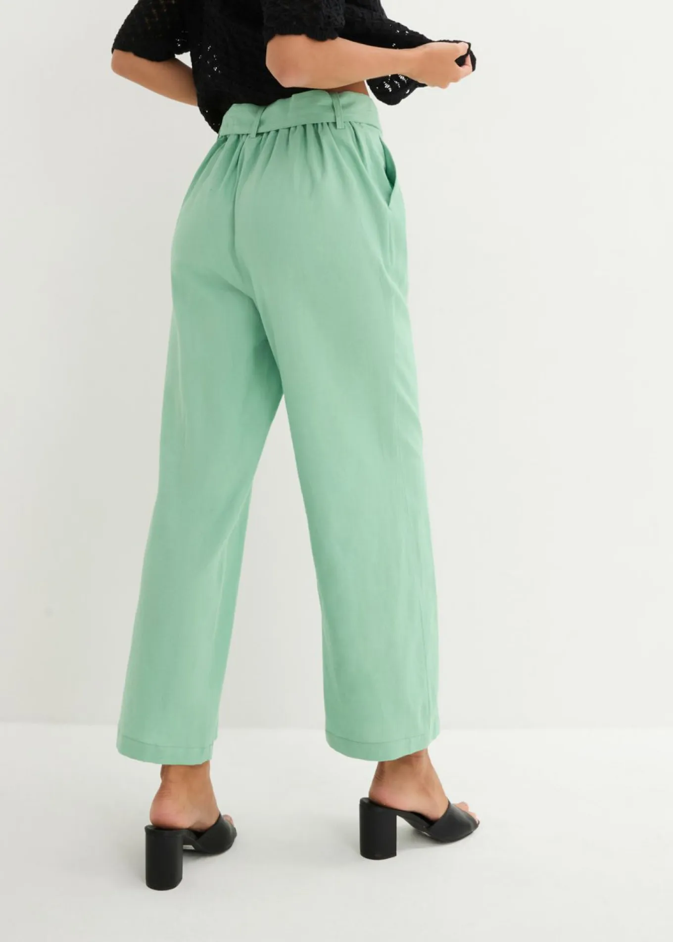 Pantalón culotte de mezcla de lino vaporosa