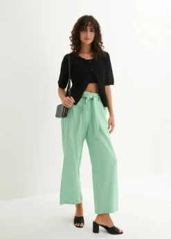 Pantalón culotte de mezcla de lino vaporosa