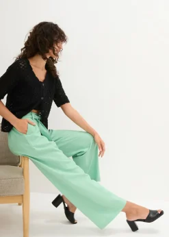 Pantalón culotte de mezcla de lino vaporosa