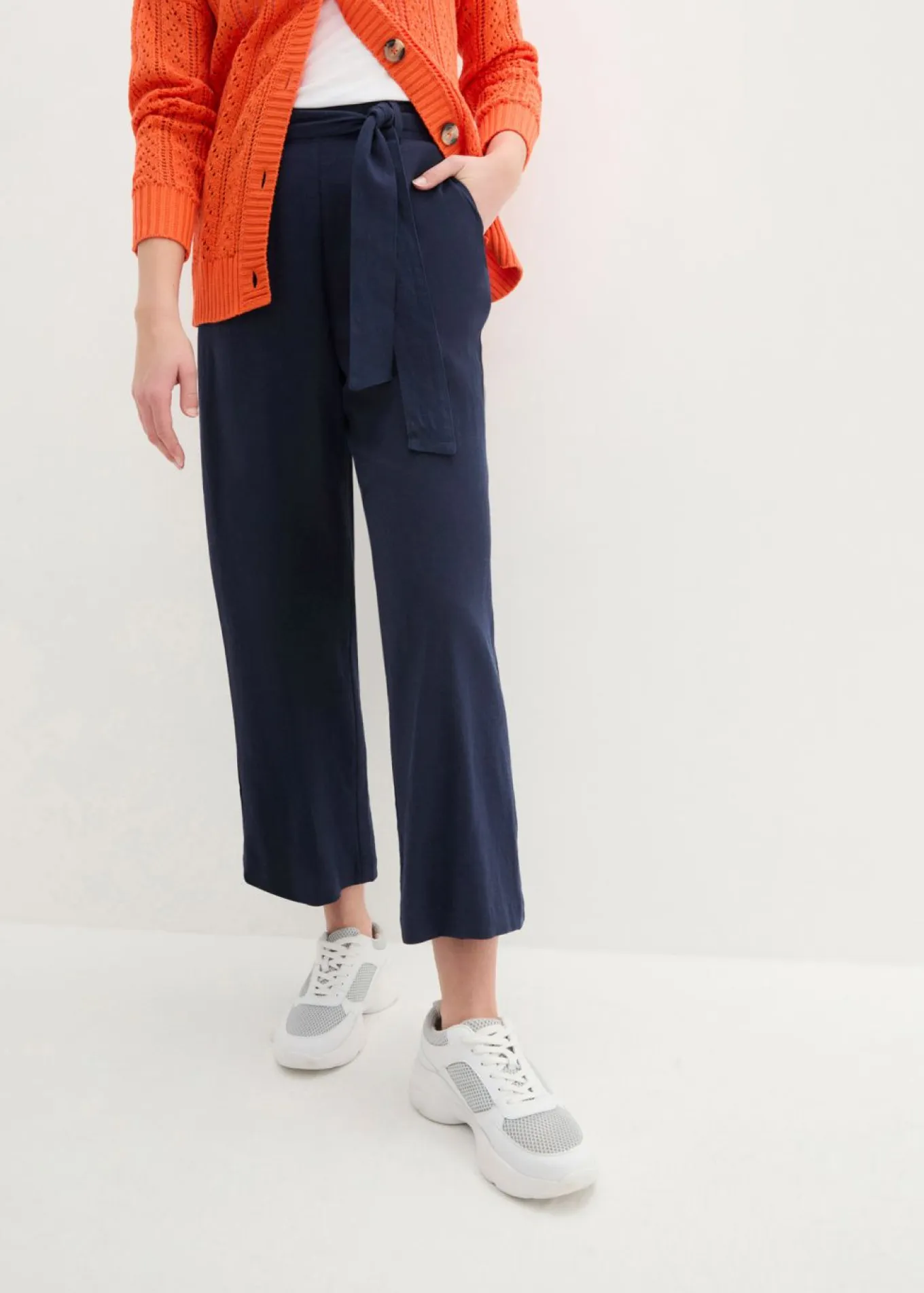 Pantalón culotte de mezcla de lino vaporosa