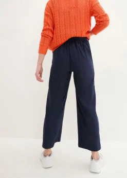 Pantalón culotte de mezcla de lino vaporosa