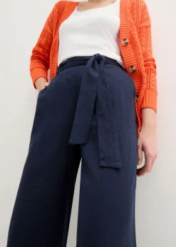 Pantalón culotte de mezcla de lino vaporosa