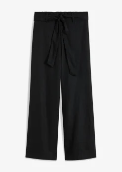 Pantalón culotte de mezcla de lino vaporosa