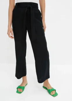 Pantalón culotte de mezcla de lino vaporosa