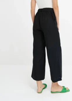 Pantalón culotte de mezcla de lino vaporosa
