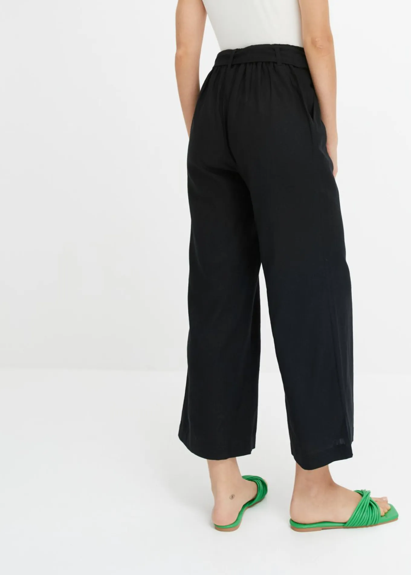 Pantalón culotte de mezcla de lino vaporosa