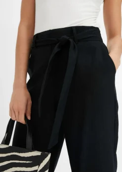 Pantalón culotte de mezcla de lino vaporosa