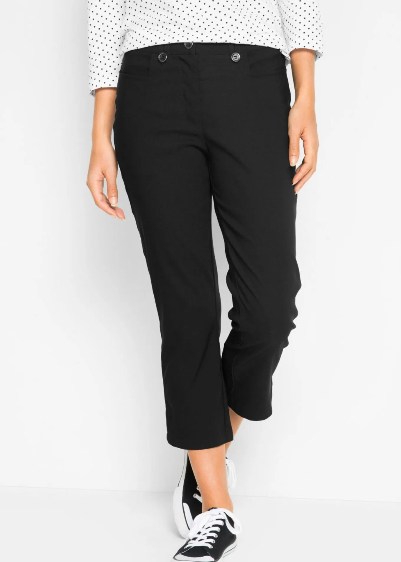 Pantalón de bengalina, largo 7/8, con cintura cómoda