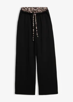 Pantalón de chándal ancho con cintura en contraste
