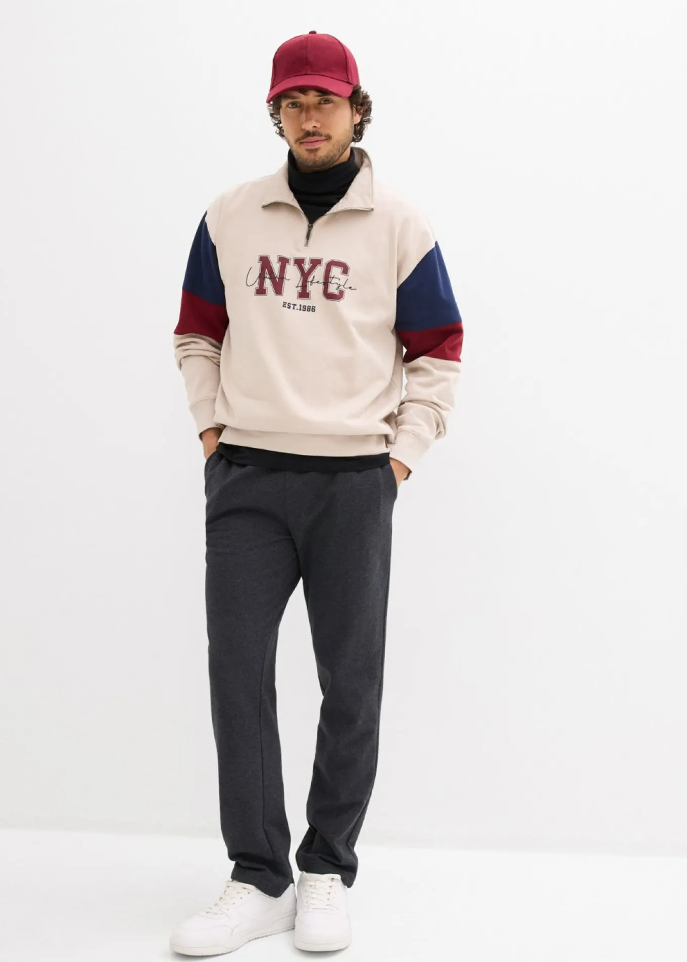 Pantalón de chándal con interior suave y dobladillo recto
