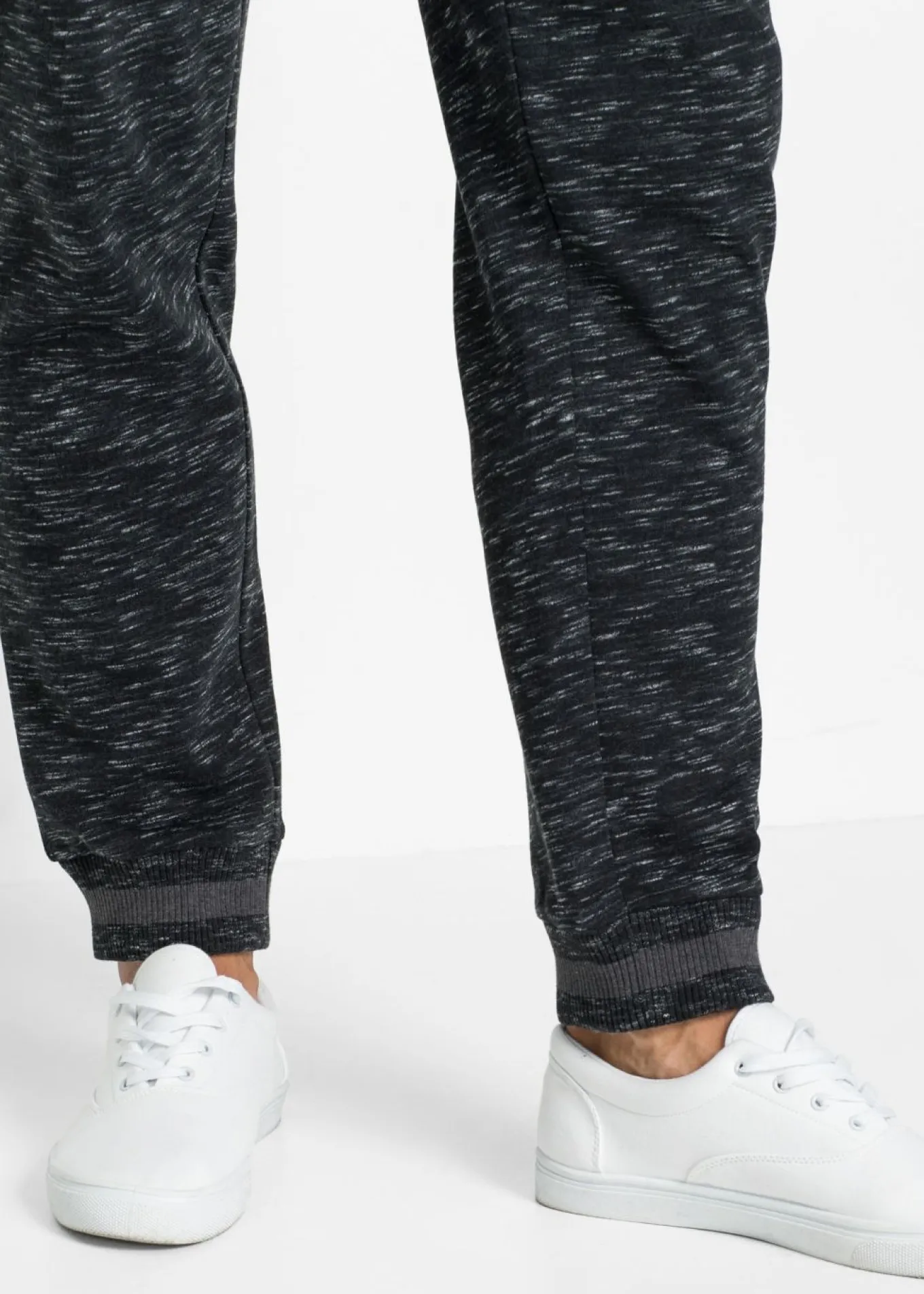 Pantalón de chándal jaspeado con cintura de canalé