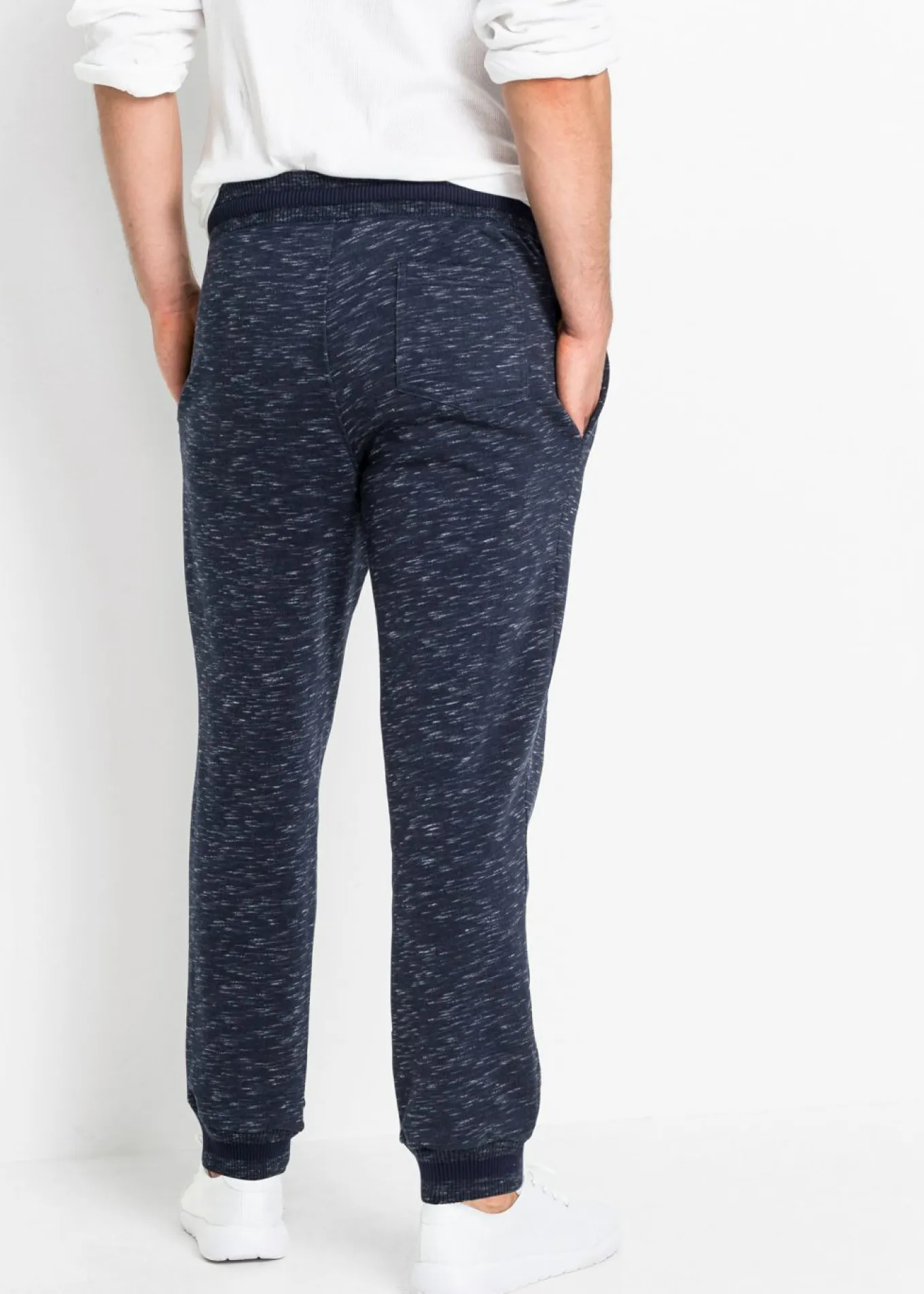 Pantalón de chándal jaspeado con cintura de canalé