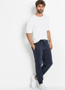 Pantalón de chándal jaspeado con cintura de canalé