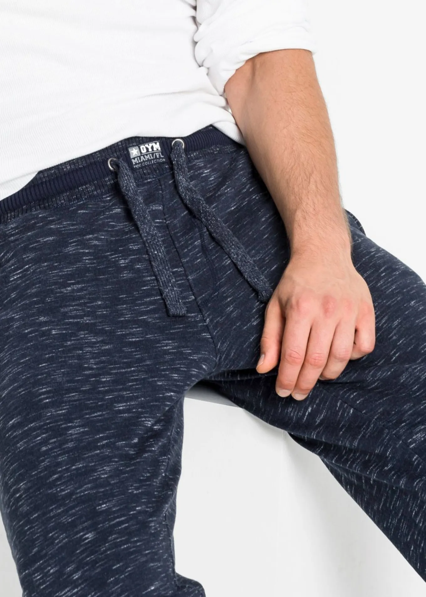 Pantalón de chándal jaspeado con cintura de canalé
