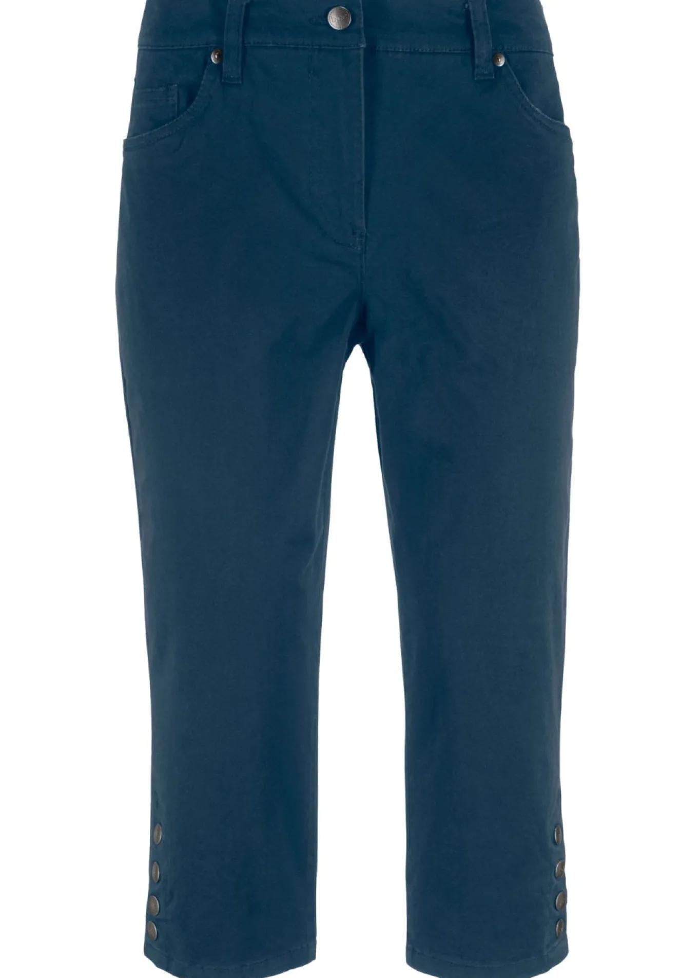 Pantalón de corte capri con cintura elástica y botones